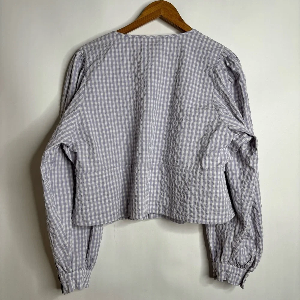 Anthropologie Maeve Crop Gingham Blouse Purple size 22W - Picture 12 of 14